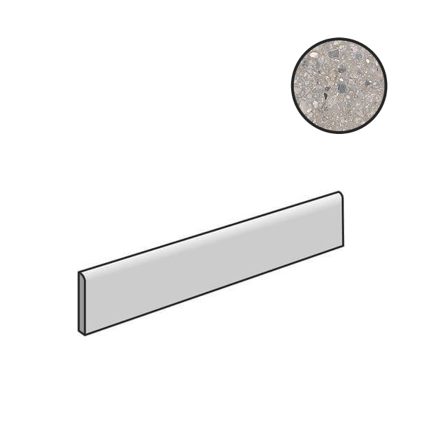 Бордюры Cerim Match Up Battiscopa Cemento Earl Grey Glossy 772576, цвет серый, поверхность глянцевая, прямоугольник, 46x600