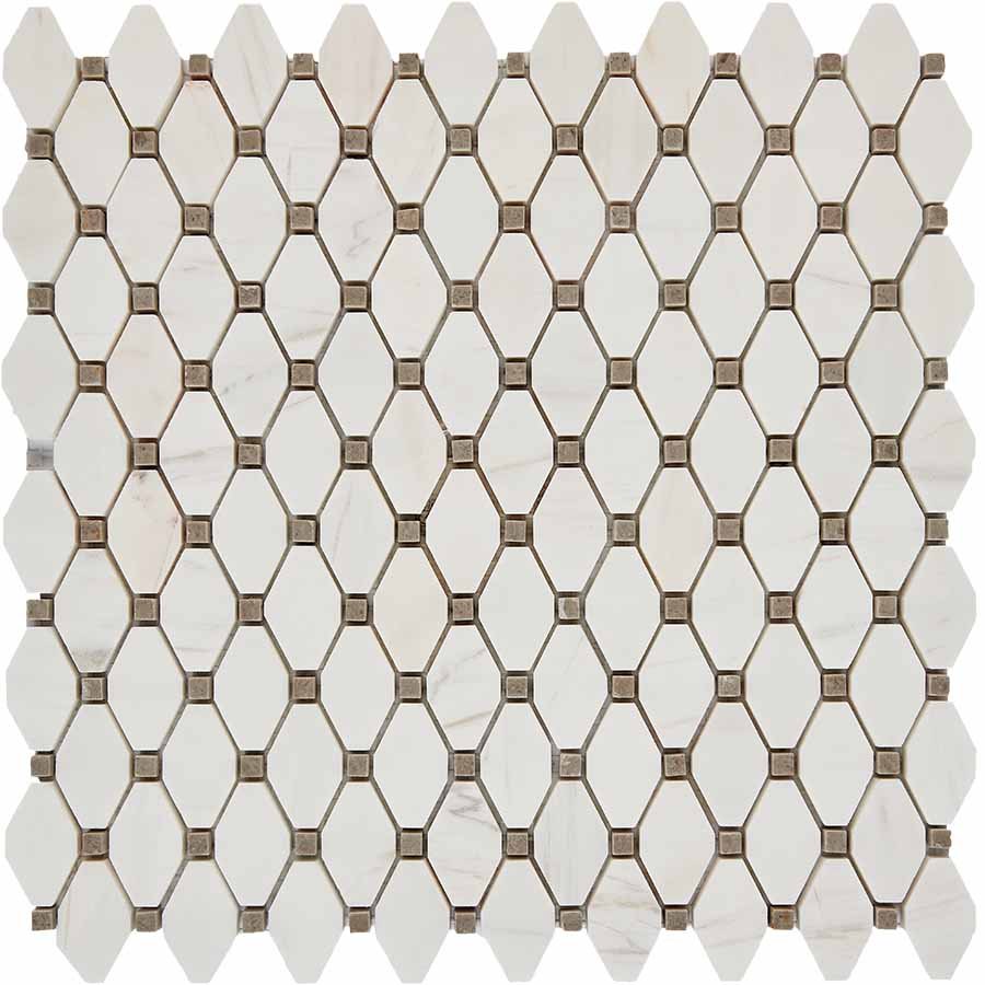 Мозаика Pixel Mosaic PIX284 Мрамор (39x24 мм), цвет белый, поверхность глянцевая, прямоугольник, 305x342