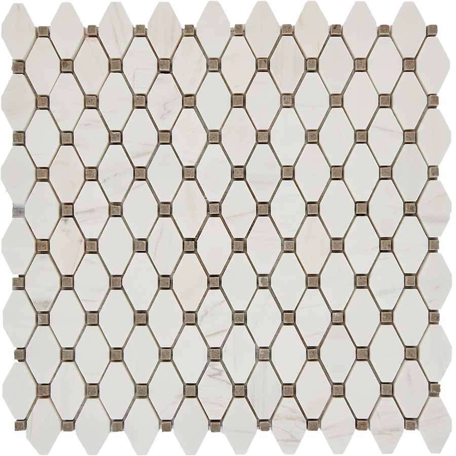 Мозаика Pixel Mosaic PIX284 Мрамор (39x24 мм), цвет белый, поверхность глянцевая, прямоугольник, 305x342