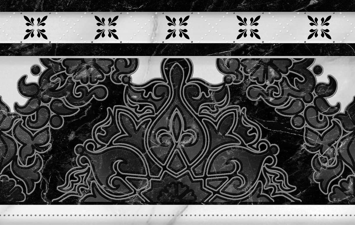 Бордюры Bellavista Zocalo Marmara Blanco, цвет чёрно-белый, поверхность глянцевая, прямоугольник, 200x310