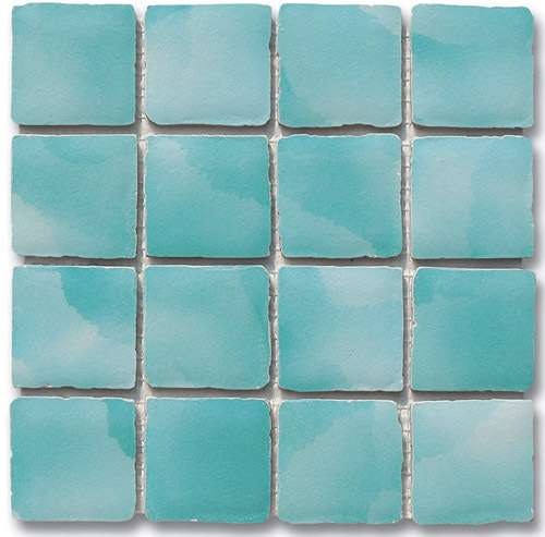 Мозаика Ker-av Frammenti&Riflessi Acqua Chiara su Rete (7,5X7,5) KER-9003, цвет бирюзовый, поверхность глянцевая, квадрат, 300x300