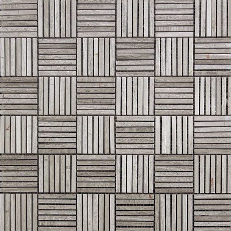 Мозаика Natural Mosaic S-Line KB-P55 (XY-M031G-55P), цвет серый, поверхность полированная, квадрат, 305x305