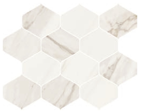 Мозаика Cerdomus Omnia Mosaico Ninfa Calacatta Levigato 89731, цвет белый, поверхность полированная, прямоугольник, 277x350