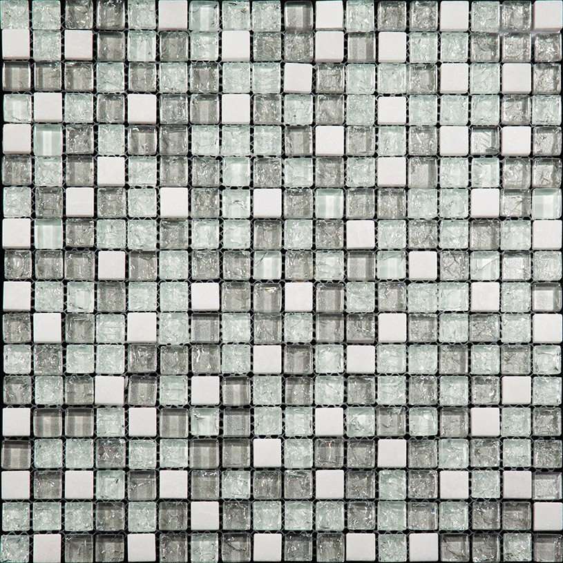 Мозаика Natural Mosaic ICE-08 (Стекло), цвет серый, поверхность глянцевая, квадрат, 298x298