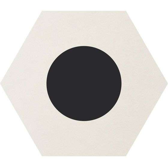 Керамогранит Ornamenta Corebasic Dot-Positive White CB60DPW, цвет чёрно-белый, поверхность матовая, шестиугольник, 600x600