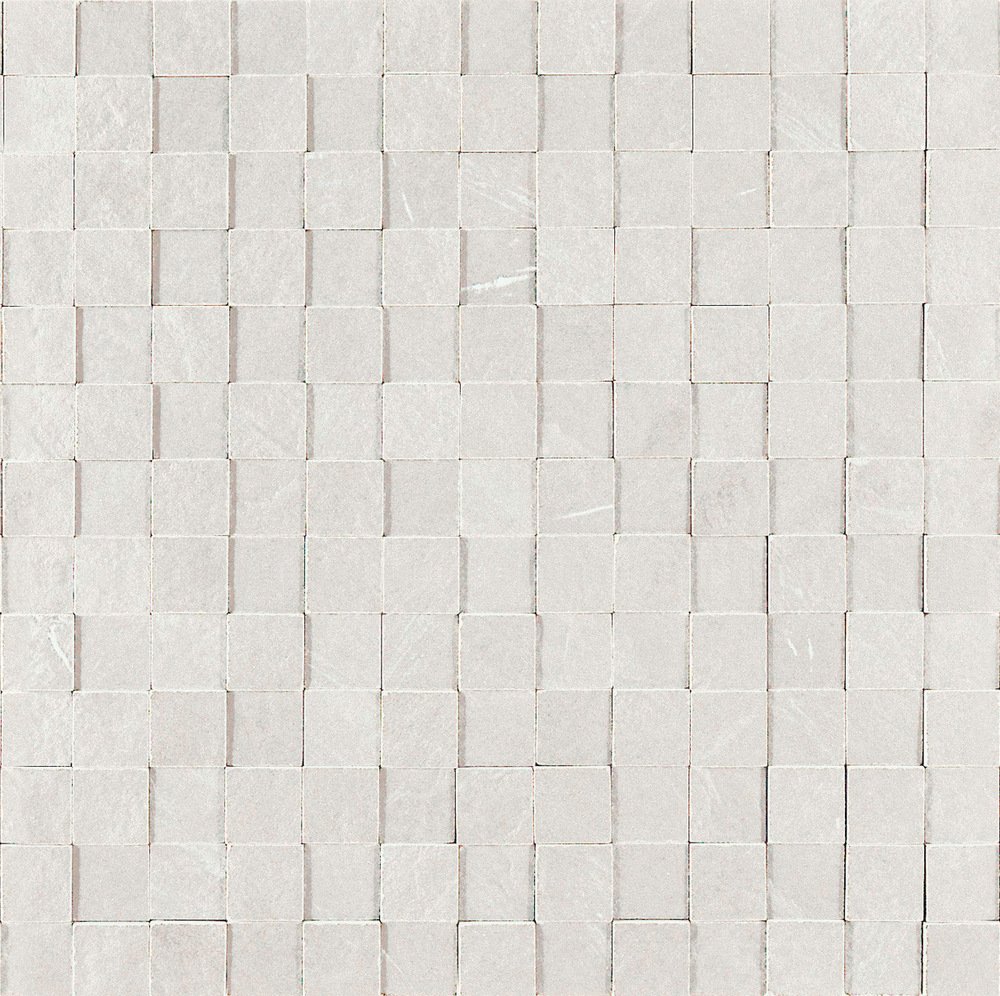 Мозаика Marazzi Italy Mystone Lavagna Mosaico Bianco 3D MD1H, цвет белый, поверхность матовая 3d (объёмная), квадрат, 300x300