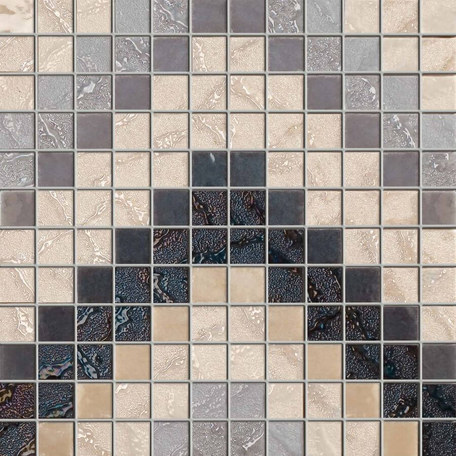 Мозаика Supergres Four Seasons Mosaico Star A FSTA, цвет серый, поверхность глянцевая, квадрат, 300x300