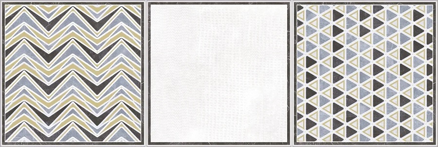 Декоративные элементы Rocersa Groovy Dec Cold (микс 8 плиток), цвет белый серый голубой, поверхность матовая, прямоугольник, 200x600