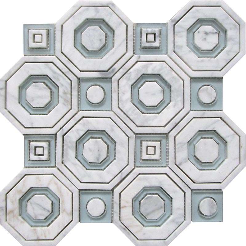 Керамическая плитка Skalini Shape Seville Waterjet Crema Marfil, цвет белый, поверхность глянцевая, квадрат, 287x287