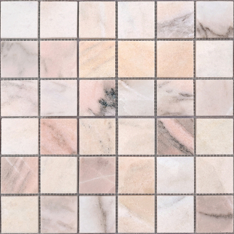 Мозаика Caramelle Mosaic Pietrine Rosa Salmone Pol (48x48) 7mm, цвет розовый, поверхность полированная, квадрат, 305x305