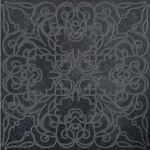 Декоративные элементы La Fabbrica Pietra Lavica Decoro Berkana Gryphea L830, цвет чёрный, поверхность лаппатированная, квадрат, 490x490