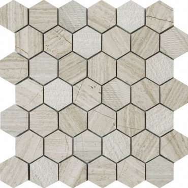 Мозаика Q-Stones QS-Hex012-3f-48H/10, цвет серый, поверхность матовая, квадрат, 305x305