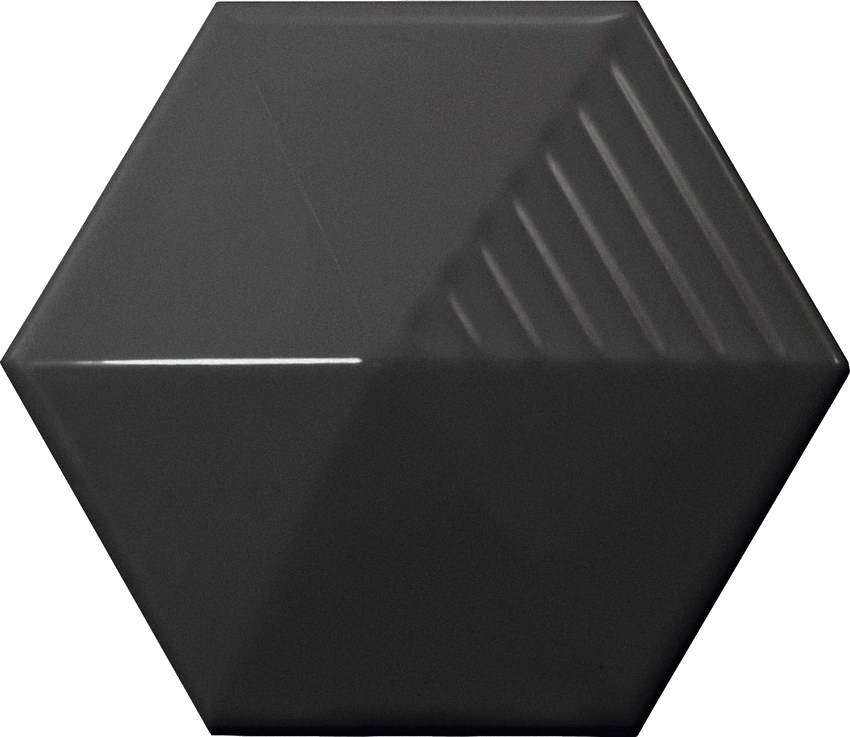 Керамическая плитка Equipe Magical 3 Umbrella Black 23073, цвет чёрный, поверхность глянцевая 3d (объёмная), шестиугольник, 107x124