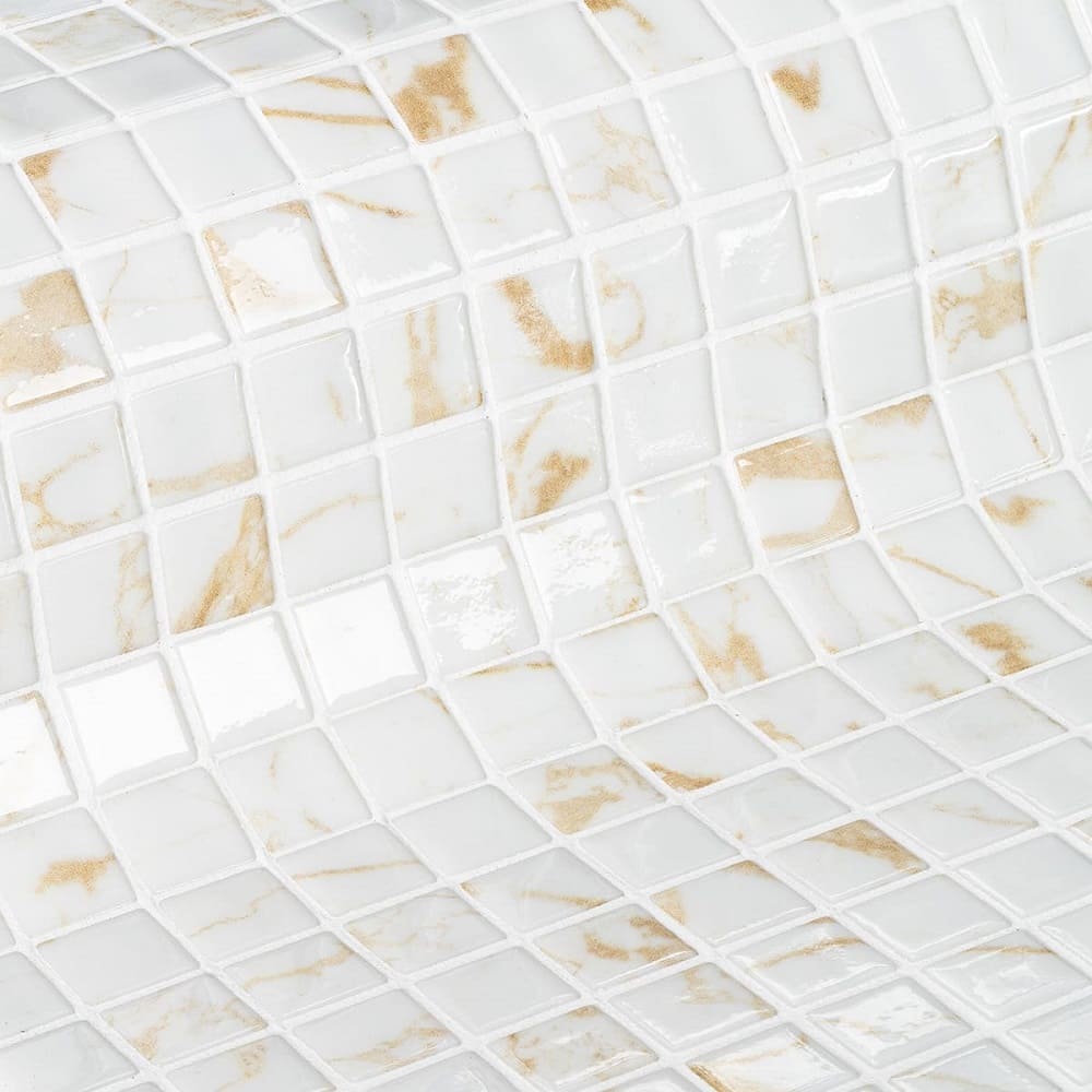 Мозаика Ezarri Gemma Quartz, цвет белый, поверхность глянцевая, прямоугольник, 313x495