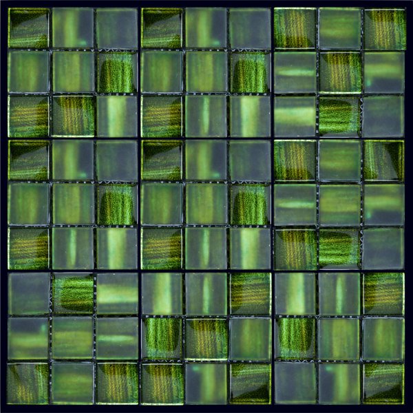 Мозаика Natural Mosaic Dark JP-308 (Стекло), цвет зелёный тёмный, поверхность глянцевая, квадрат, 288x288