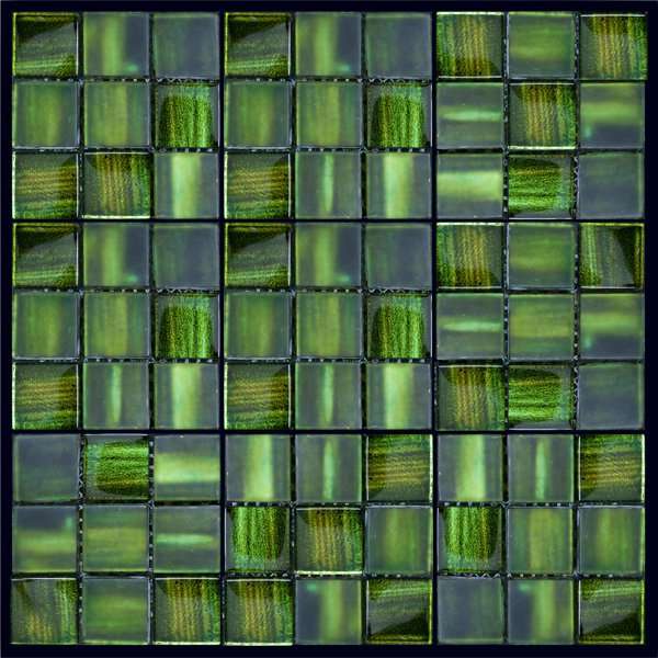 Мозаика Natural Mosaic Dark JP-308 (Стекло), цвет зелёный тёмный, поверхность глянцевая, квадрат, 288x288