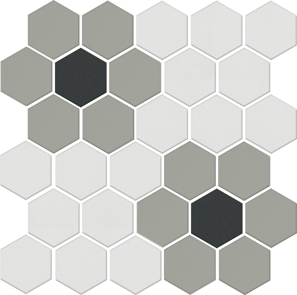 Мозаика Kerama Marazzi Агуста 3 мозаичный AD\A658\MM, цвет чёрно-белый, поверхность натуральная, шестиугольник, 297x298