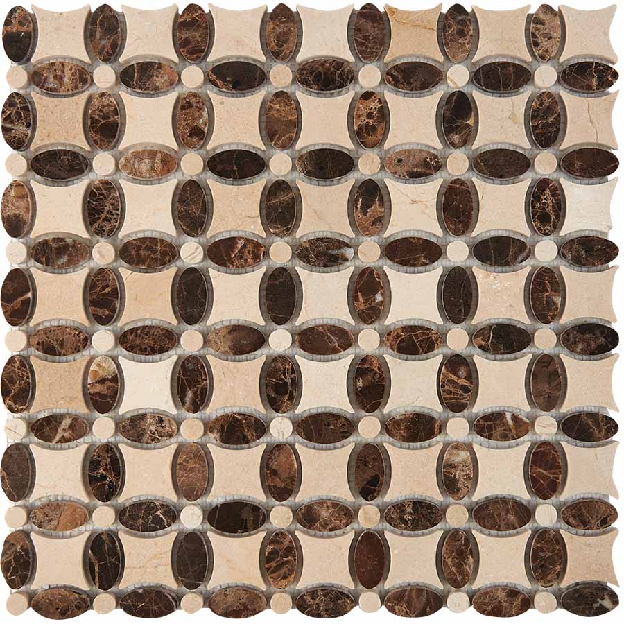 Мозаика Pixel Mosaic PIX283 Мрамор (32x32 мм), цвет бежевый, поверхность глянцевая, квадрат, 336x336