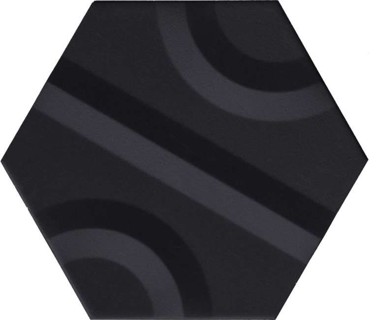 Керамогранит Aparici Chaplin Black Chic Hexagon, цвет чёрный, поверхность структурированная, шестиугольник, 250x290