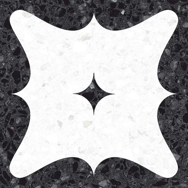 Декоративные элементы Vives Niza Lerici-R Carbon, цвет чёрно-белый, поверхность матовая, квадрат, 200x200