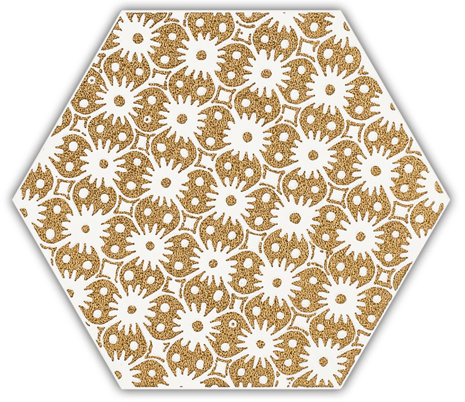 Декоративные элементы Paradyz Shiny Lines Gold Heksagon Inserto D 1, цвет жёлтый, поверхность матовая, прямоугольник, 171x198