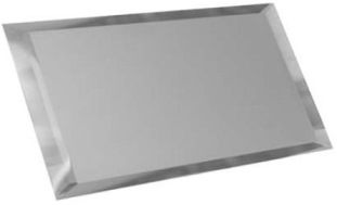 Керамическая плитка ДСТ Прямоугольная зеркальная серебряная матовая плитка с фацетом 10 мм ПЗСм1-01, цвет серый, поверхность матовая, прямоугольник, 120x240