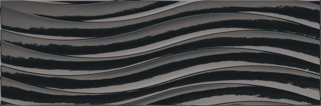 Декоративные элементы Undefasa Colorgloss Negro Bend, цвет чёрный, поверхность глянцевая, прямоугольник, 250x750
