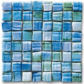Мозаика Ker-av Frammenti&Riflessi Fredda Rif/Colori su Rete (3,75X3,75) KER-9036F, цвет голубой, поверхность глянцевая, квадрат, 300x300