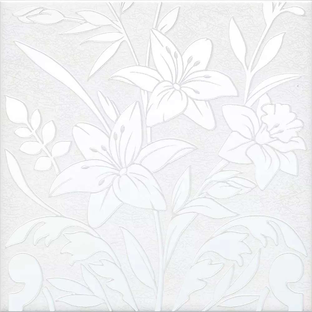 Декоративные элементы Kerama Marazzi Барберино 3 белый глянцевый HGD\A567\5155, цвет белый, поверхность глянцевая, квадрат, 200x200
