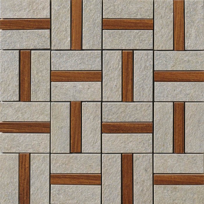 Мозаика Panaria Mos Bioarch Wood Spaz Grigia PGZBK35, цвет серый, поверхность матовая, квадрат, 300x300