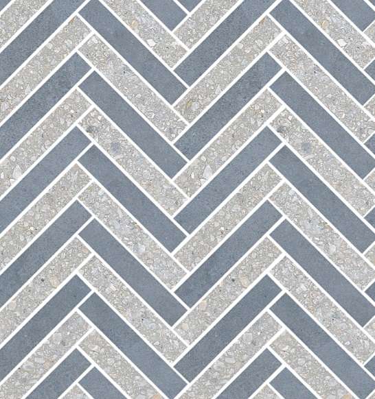 Мозаика Cerim Match Up Decoro Zig Zag On Demand 774074, цвет серый синий, поверхность матовая, прямоугольник, 244x481