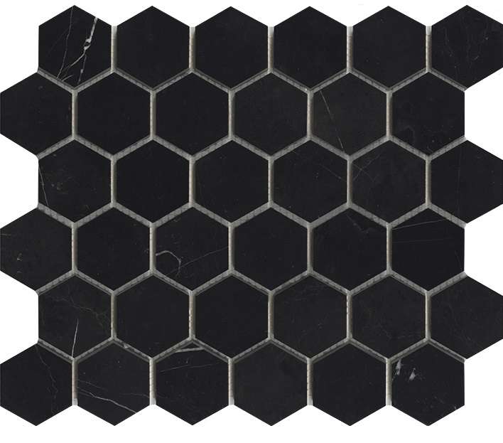 Мозаика L'Antic Colonial Essential Hexagon Negro Marquina Pulido L241717581, цвет чёрный, поверхность полированная, шестиугольник, 258x298