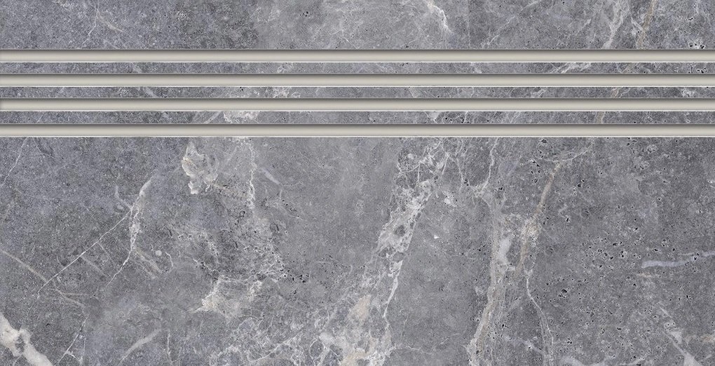 Ступени Kerranova Marble Trend K-1006/LR/st01, цвет серый, поверхность лаппатированная, прямоугольник, 294x600
