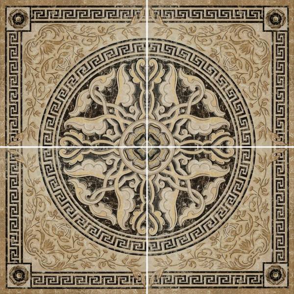 Декоративные элементы Керлайф Marmo Roseton, цвет коричневый, поверхность глянцевая, квадрат, 665x665