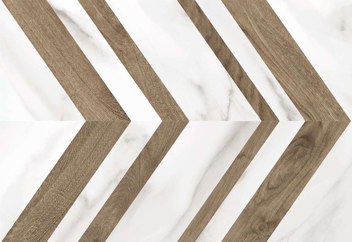 Керамическая плитка Керамин Иматра 4Д, цвет белый коричневый, поверхность матовая, прямоугольник, 275x400