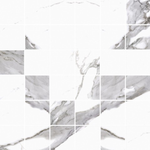 Мозаика Cerrad Calacatta Mosaic White Poler, цвет белый серый, поверхность полированная, квадрат, 297x297