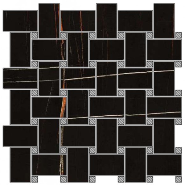 Мозаика FMG Sahara Noir Shape Lucidato LU30806, цвет чёрный, поверхность полированная, квадрат, 300x300