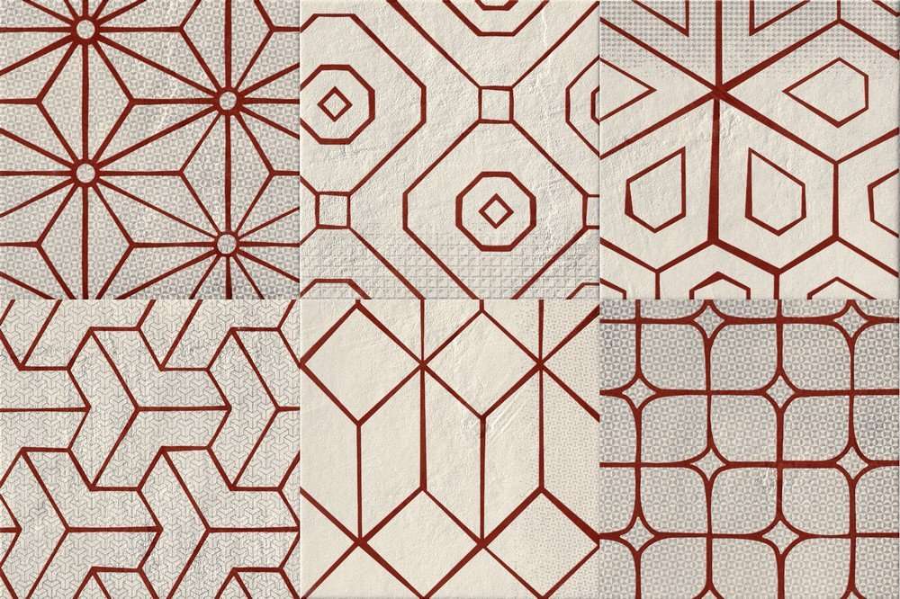 Декоративные элементы Cir Mat Dec Red Mix Oyster 6 1055573, цвет серый, поверхность матовая, квадрат, 200x200