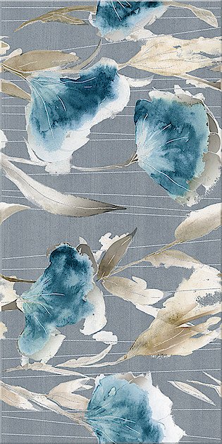 Декоративные элементы Azori Aura Atlantic Floris Decor, цвет голубой, поверхность глянцевая, прямоугольник, 315x630
