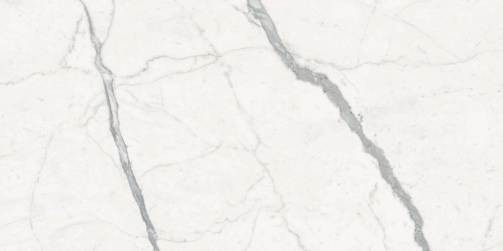 Широкоформатный керамогранит Graniti Fiandre Maximum Marmi Calacatta Statuario Semilucidato, цвет белый, поверхность лаппатированная, прямоугольник, 1500x3000