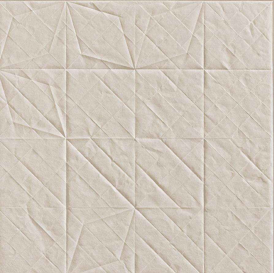Керамогранит Mutina Folded Bianco Refo01, цвет бежевый, поверхность матовая рельефная, квадрат, 600x600