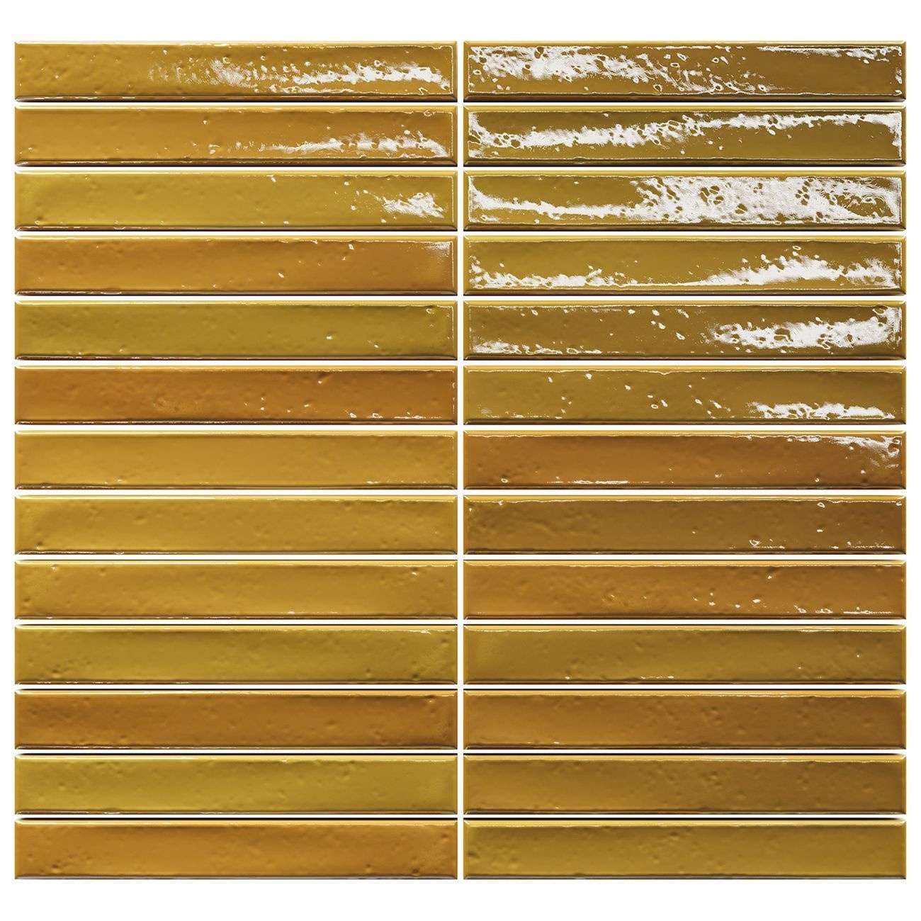 Мозаика Amadis Short Stick Mustard Crackle 8436552229361, цвет золотой, поверхность глянцевая, прямоугольник, 280x300
