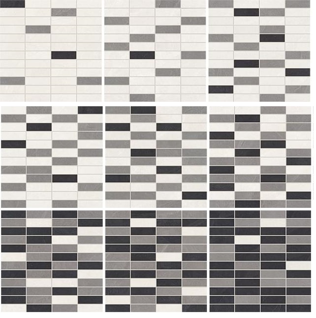 Мозаика Ergon Cornerstone Mosaico Plurima Degrade EKS3, цвет чёрно-белый, поверхность натуральная, квадрат, 300x300