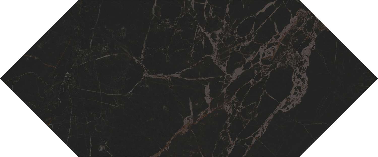 Керамическая плитка Kerama Marazzi Келуш черный глянцевый 35007, цвет чёрный, поверхность глянцевая, шестиугольник, 140x340