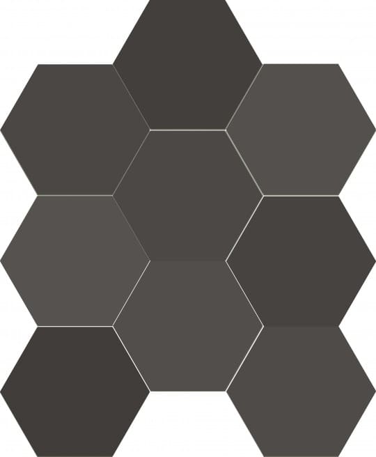 Керамогранит Dune Chicago Exa Charcoa 188273, цвет чёрный, поверхность матовая, шестиугольник, 215x215