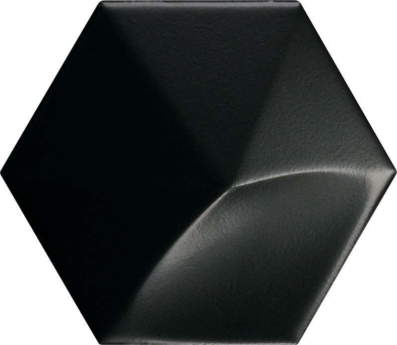 Керамическая плитка Equipe Magical 3 Oberland Black Matt 24430, цвет чёрный, поверхность матовая 3d (объёмная), шестиугольник, 107x124
