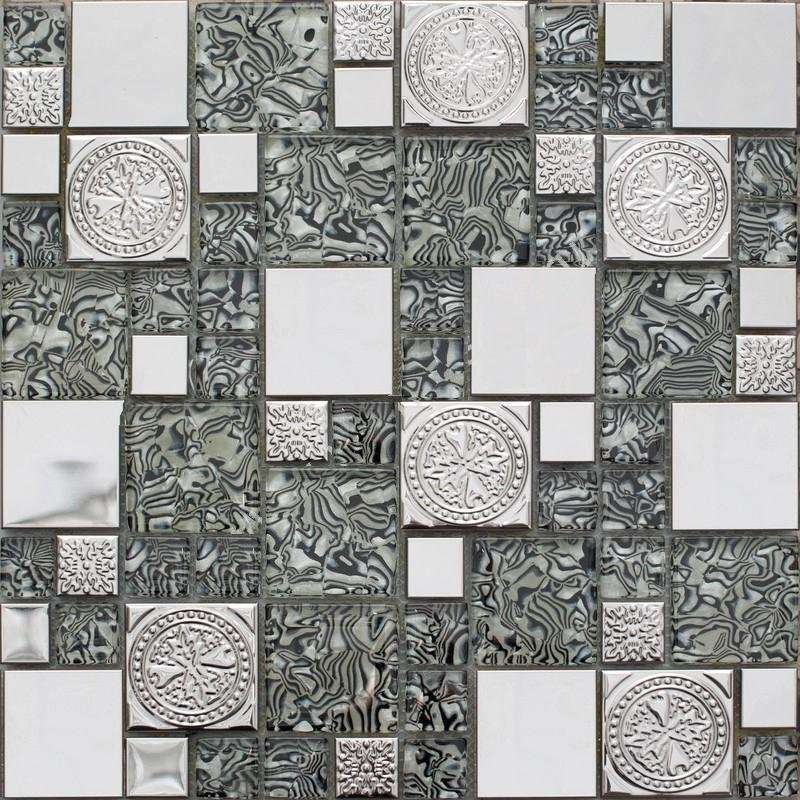 Мозаика NS Mosaic MS-620, цвет серый, поверхность глянцевая, квадрат, 300x300