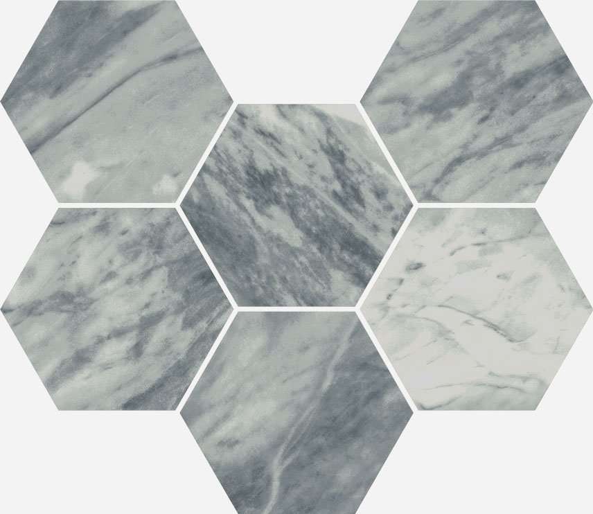 Мозаика Italon Charme Extra Atlantic Mosaico Hexagon 620110000068, цвет серый, поверхность патинированная, шестиугольник, 250x290
