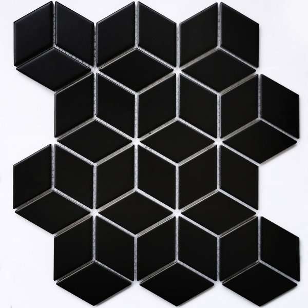 Мозаика Bonaparte Landa Black Matt, цвет чёрный, поверхность матовая, прямоугольник, 267x309