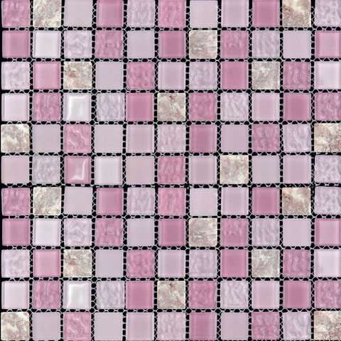 Мозаика Natural Mosaic Madras MSD-063 (M4CTB63) (Стекло Мрамор), цвет розовый, поверхность глянцевая, квадрат, 300x300